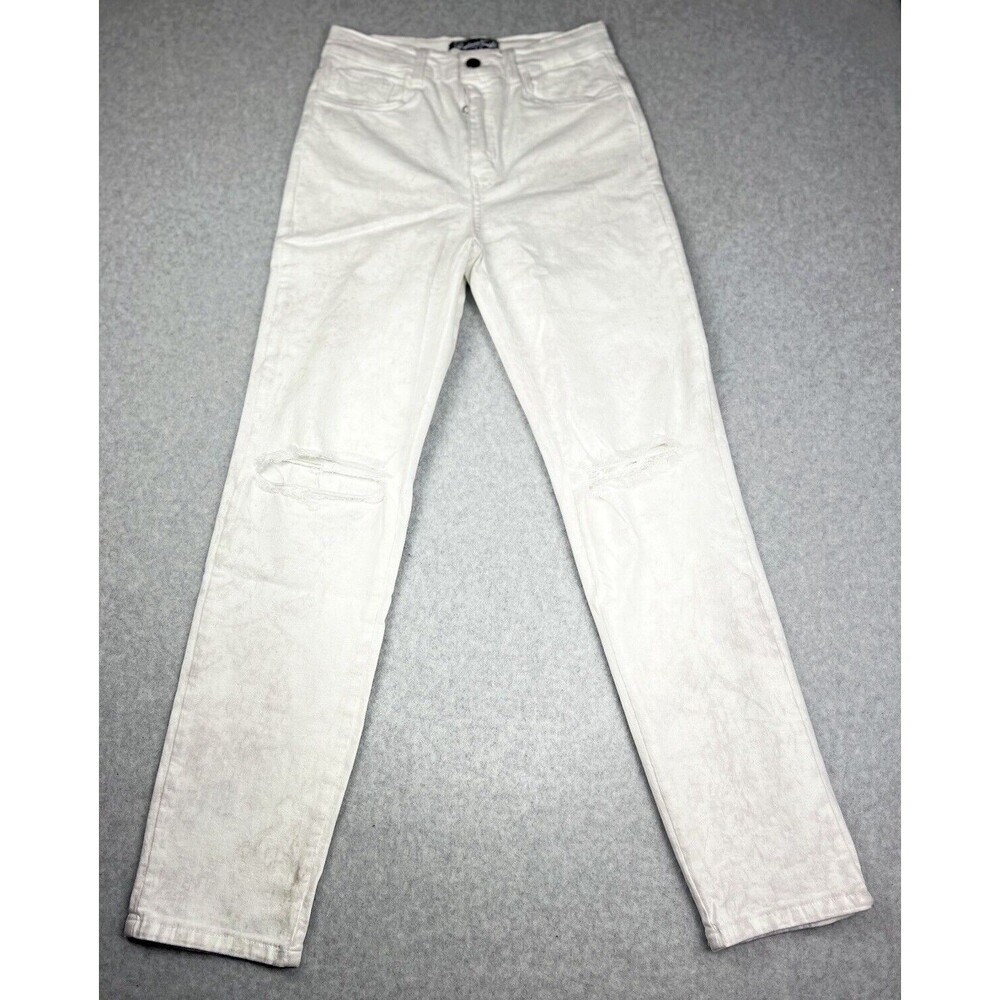 Brittany Humble Jeans Womens 4 Cream High Rise Slim Straight Minimalist NWT